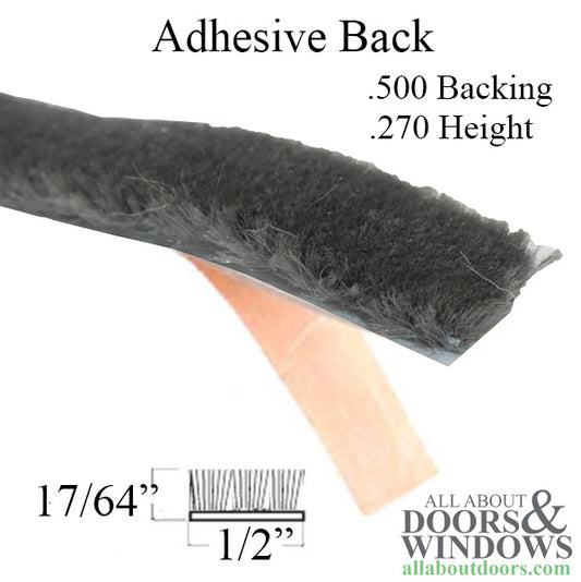 Adhesive Back Weatherstrip .500 Backing, .270 Pile Height