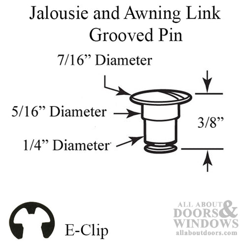 Jalousie and Awning Window Link Groove Pin, 1/4