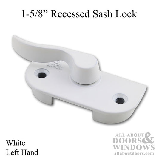 Sash Lock, 1-5/8 Screw holes, Recessed, Left Hand - White