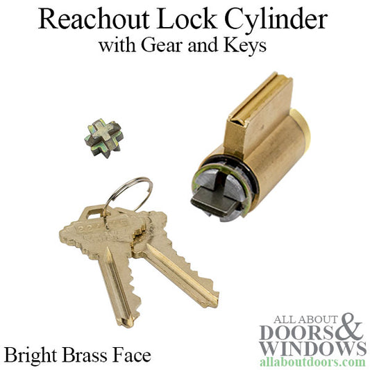 Andersen 5-Pin Reachout Lock Cylinder with Gears and Keys - Bright Brass