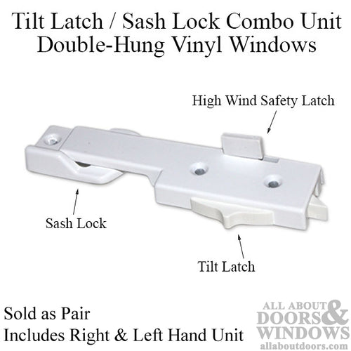 Tilt Latch Sash Lock Combo Unit, Double-Hung Vinyl Windows - Tilt Latch Sash Lock Combo Unit, Double-Hung Vinyl Windows