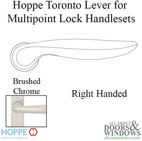 Toronto Lever Handle for Right Handed Multipoint Lock Handlesets - Resista Brushed Chrome - Toronto Lever Handle for Right Handed Multipoint Lock Handlesets - Resista Brushed Chrome