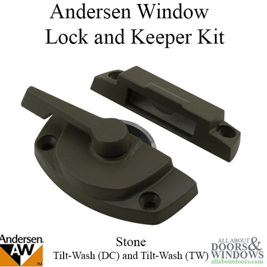 Andersen Window Lock and Keeper For Tilt Wash Windows Stone Color Window Lock For Double Hung and Single Hung Windows