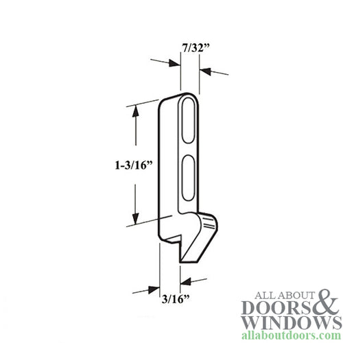 Adjustable Diecast 1-3/16 Inch Latch Strike with 3/16 Inch Offset for Sliding Screen Door - Adjustable Diecast 1-3/16 Inch Latch Strike with 3/16 Inch Offset for Sliding Screen Door