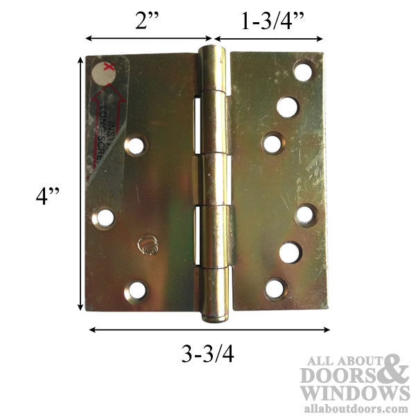 Peachtree Brass Dichromate Hinge - 4 x 3-3/4 - Square Corners - Peachtree Brass Dichromate Hinge - 4 x 3-3/4 - Square Corners