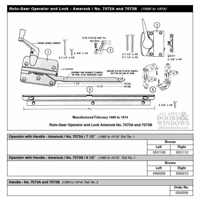 Andersen Window Crank Handle Long Shank For Primed Casement Bronze - Andersen Window Crank Handle Long Shank For Primed Casement Bronze