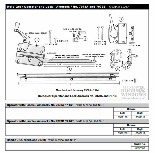 Andersen Window Crank Handle Long Shank For Primed Casement Bronze - Andersen Window Crank Handle Long Shank For Primed Casement Bronze