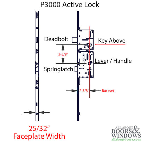 Amesbury Multi-Point Lock P3000 Active 5-Point Rhino Hook and Shootbolts 60mm Backset - Amesbury Multi-Point Lock P3000 Active 5-Point Rhino Hook and Shootbolts 60mm Backset