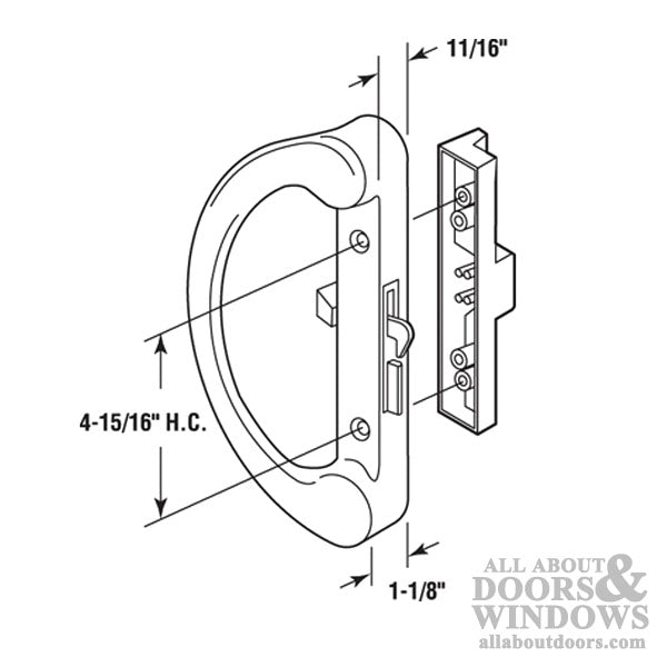 Sliding Patio Door Handleset With Interior and Exterior Pull With Mortise Lock - Sliding Patio Door Handleset With Interior and Exterior Pull With Mortise Lock