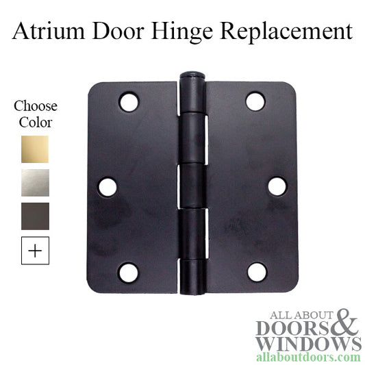 Atrium Door Hinge 3.5 x 3.5 inch, 1/4 Radius Corners, Residential, Steel