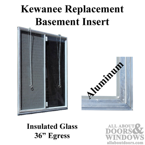 Kewanee C-310A-K-36 Aluminum Basement WINDOW Insert, Dual Pane Glass - Kewanee C-310A-K-36 Aluminum Basement WINDOW Insert, Dual Pane Glass