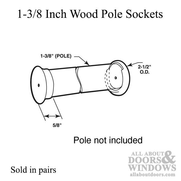 Wood Pole Sockets For 1-3/8 Inch Diameter Wood Closet Rods - Wood Pole Sockets For 1-3/8 Inch Diameter Wood Closet Rods