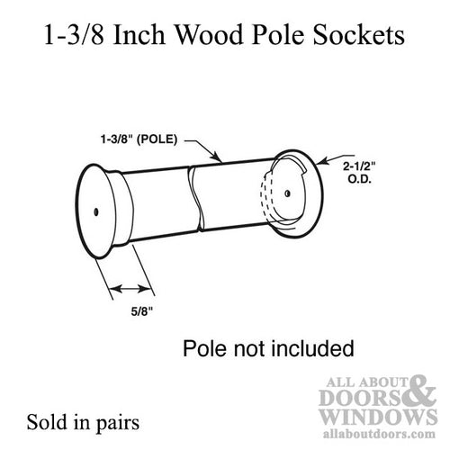 Wood Pole Sockets For 1-3/8 Inch Diameter Wood Closet Rods - Wood Pole Sockets For 1-3/8 Inch Diameter Wood Closet Rods