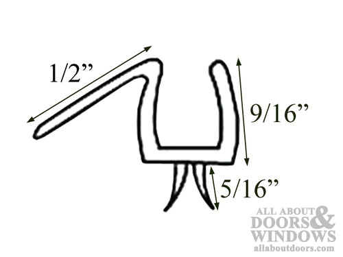 Co-Extruded Bottom Wipe With Drip Rail for 1/4 Inch Glass Clear Finish - Co-Extruded Bottom Wipe With Drip Rail for 1/4 Inch Glass Clear Finish