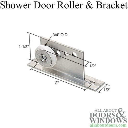 Shower Door Bracket w/ 3/4 inch Oval Roller, Sliding Door - Pair