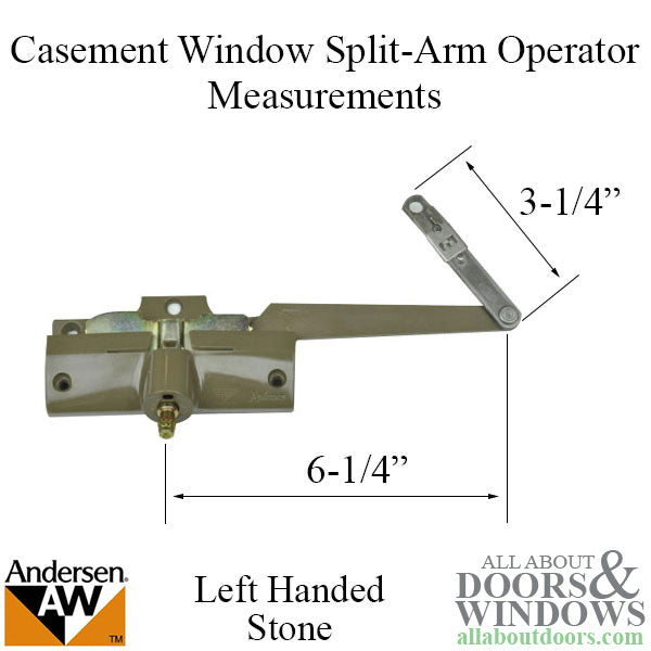 Andersen Split Arm Operator Left Hand in Stone Color 1982-1995 For Casement and Wood Windows 1361316 - Andersen Split Arm Operator Left Hand in Stone Color 1982-1995 For Casement and Wood Windows 1361316