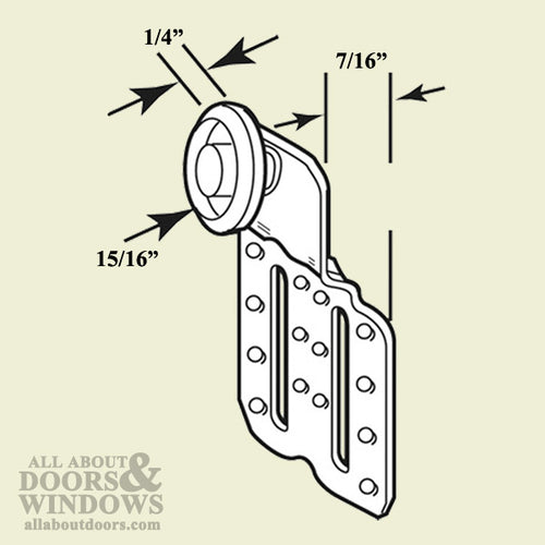 Top Hung Roller Assembly with 15/16 Inch Nylon Wheel & 7/16 Inch Offset for Sliding Closet Door - Top Hung Roller Assembly with 15/16 Inch Nylon Wheel & 7/16 Inch Offset for Sliding Closet Door