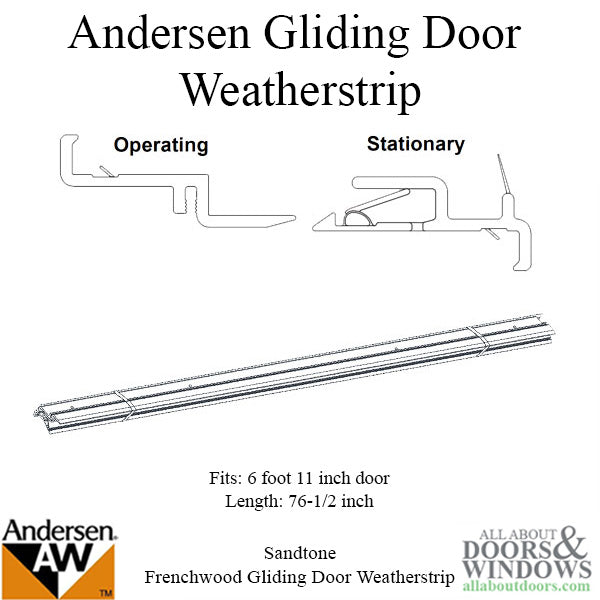 1990 - Present, Complete Weatherstrip Set, 6 ft 11 in, Sandtone - 1990 - Present, Complete Weatherstrip Set, 6 ft 11 in, Sandtone