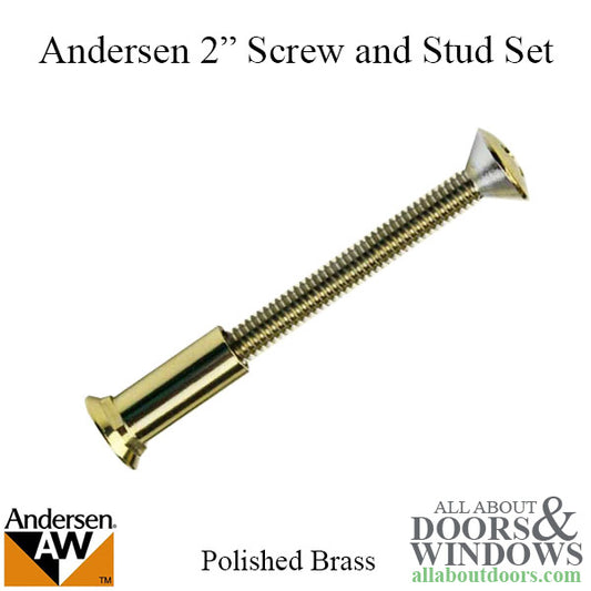 2 Inch Screw and Stud Set - Polished Brass