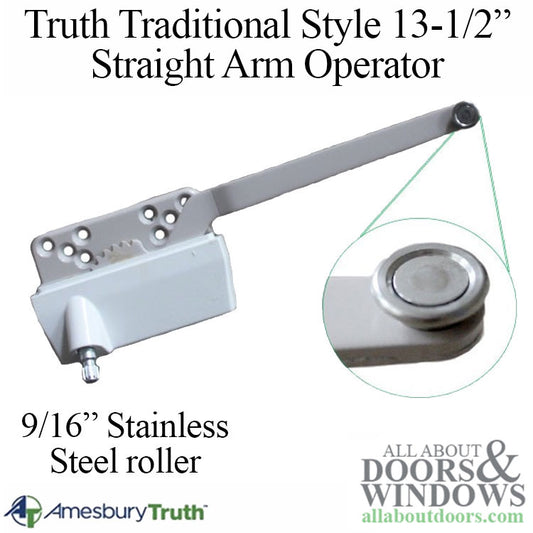 Truth Traditional 13-1/2" Straight Arm, Metal Stainless Steel Roller, Right Hand