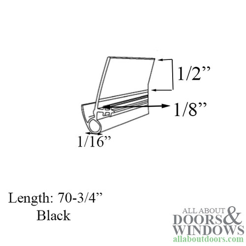 Peachtree Ariel Casement Frame Weatherstrip, 70-3/4 Black - Peachtree Ariel Casement Frame Weatherstrip, 70-3/4 Black