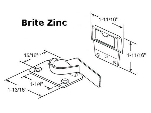 Sash Lock - Vinyl and Aluminum Sash Hardware, Diecast - Brite Zinc - Sash Lock - Vinyl and Aluminum Sash Hardware, Diecast - Brite Zinc