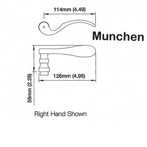 Munchen Lever Handle for Right Handed Multipoint Lock Handlesets - Resista Brass - Munchen Lever Handle for Right Handed Multipoint Lock Handlesets - Resista Brass