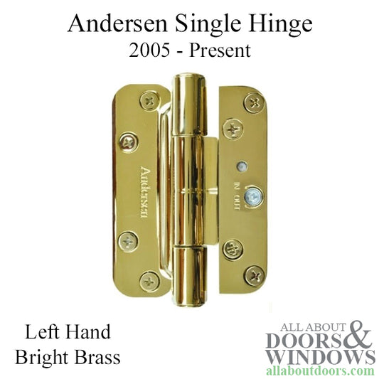 Andersen Single Hinge, Left Hand (2005-Present) - Bright Brass