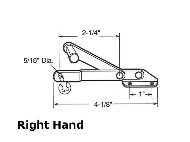 Louver/ Jalousie Window Operator, 2-1/4 inch link, Lever, Alum - Right Hand - Louver/ Jalousie Window Operator, 2-1/4 inch link, Lever, Alum - Right Hand