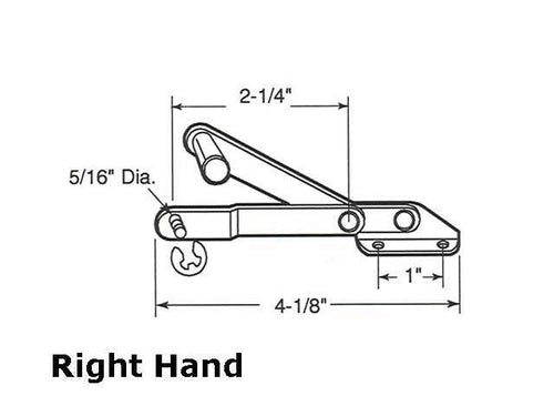 Louver/ Jalousie Window Operator, 2-1/4 inch link, Lever, Alum - Right Hand - Louver/ Jalousie Window Operator, 2-1/4 inch link, Lever, Alum - Right Hand