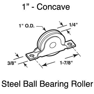 Rollers, Sliding Door, 1 inch O.D., Steel