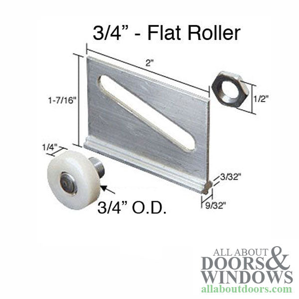 Shower door roller: 3/4 Flat Wheel w/ Bracket - Shower door roller: 3/4 Flat Wheel w/ Bracket