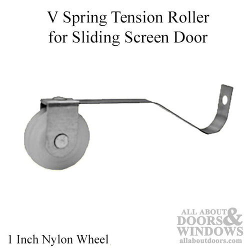 V Spring Tension Roller Assembly with 1 Inch Nylon Wheel for Sliding Screen Door - V Spring Tension Roller Assembly with 1 Inch Nylon Wheel for Sliding Screen Door