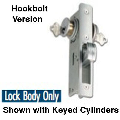 Hookbolt Mortise Lock 1-1/8 In Backset, w/ Faceplate - Aluminum - Hookbolt Mortise Lock 1-1/8 In Backset, w/ Faceplate - Aluminum