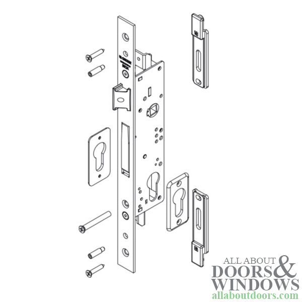 Giesse 30/85 Mortise Lock, Top - Bottom Locking, 1-3/16