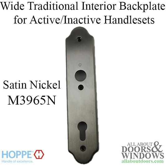 HOPPE Wide Traditional Interior Backplate M3965N for Active/Inactive Handlesets - Satin Nickel