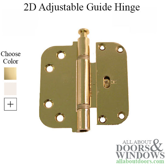 Columbus 2D Adjustable Hinge, Brass, Top and Bottom