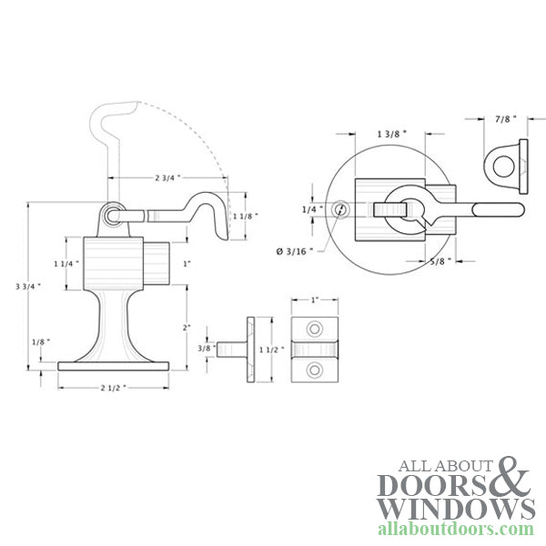 Cement Floor Bumper with Hook and Eye - Choose Finish - Cement Floor Bumper with Hook and Eye - Choose Finish