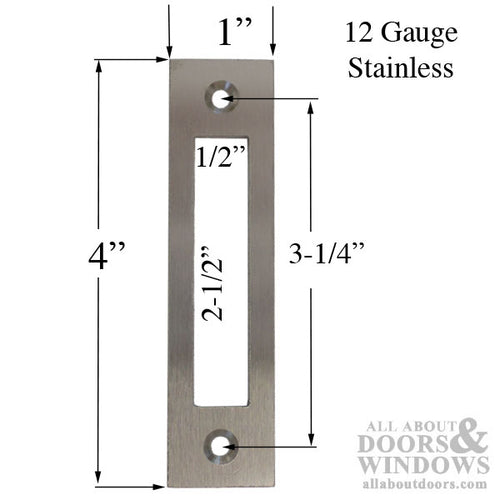 Custom Strike Plate, Flat 1 X 4  - Stainless Steel - Custom Strike Plate, Flat 1 X 4  - Stainless Steel