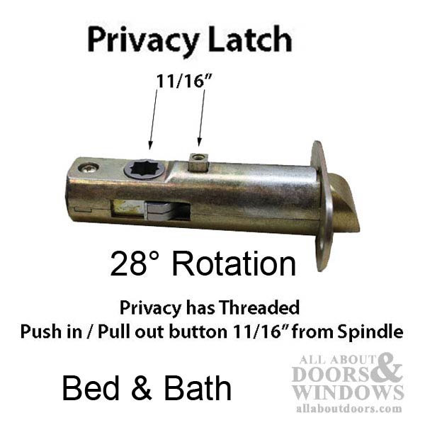 Privacy Spring Latch, 28° rotation  2-3/4 backset - No Faceplate - Privacy Spring Latch, 28° rotation  2-3/4 backset - No Faceplate