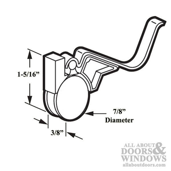 Bottom  Mount V-Spring Tension Roller Assembly with 7/8 Inch Wheel for Sliding Screen Door - Bottom  Mount V-Spring Tension Roller Assembly with 7/8 Inch Wheel for Sliding Screen Door