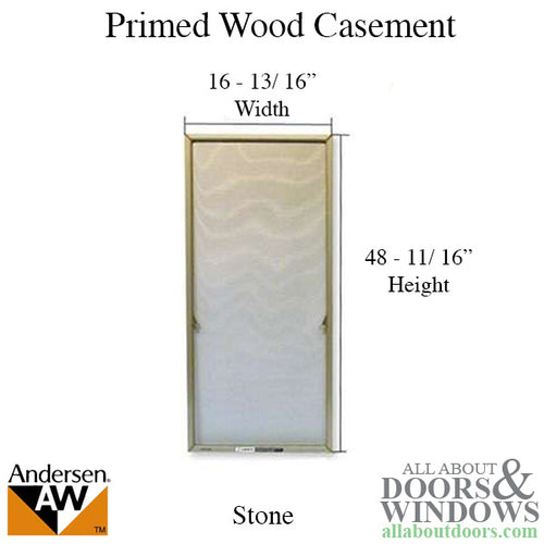 Window Screen, Primed Casement, N4 16 13/16 x 48 11/16 - Stone - Window Screen, Primed Casement, N4 16 13/16 x 48 11/16 - Stone