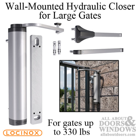 Wall-Mounted Verticlose-2 Hydraulic Gate Closer for Large Gates - Silver