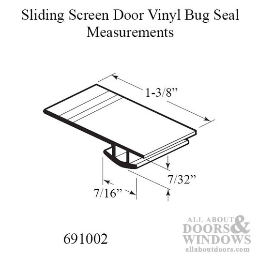 Vinyl Bug Seal for Sliding Screen Door - 7 Foot Roll, Black