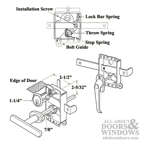 Heavy Duty Spring Loaded Side Lock with Latch Bolt Release Lever - Garage Door Security - Heavy Duty Spring Loaded Side Lock with Latch Bolt Release Lever - Garage Door Security