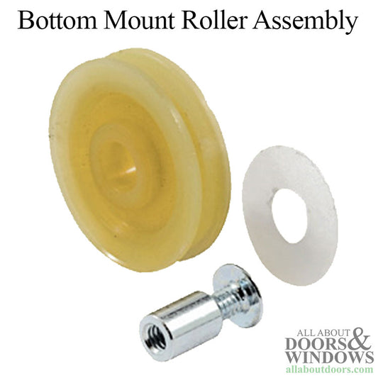 Bottom Mount Guide Roller Assembly with 1-1/4 Inch Nylon Wheel for Sliding Screen Door