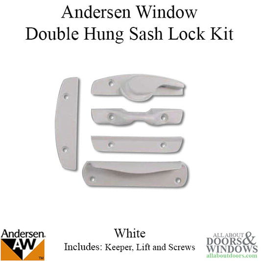 Sash Lock, Keeper and Lift, Andersen Double Hung - White