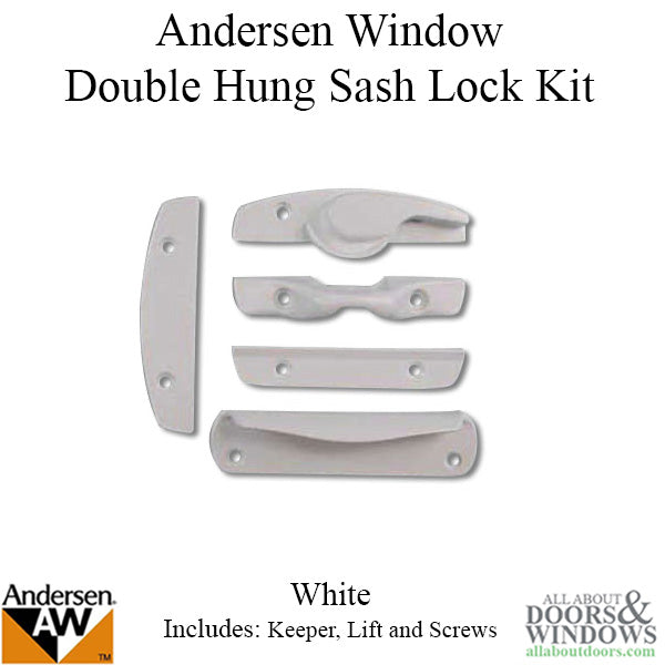 Sash Lock, Keeper and Lift, Andersen Double Hung - White - Sash Lock, Keeper and Lift, Andersen Double Hung - White