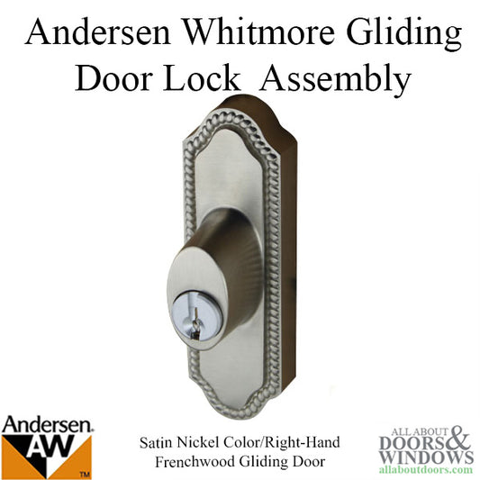 Andersen Window - Frenchwood Gliding Door - Keyed Lock - RH - Brushed/Satin Nickel