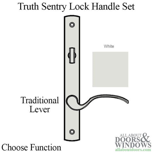 Truth Sentry Lock Handle Set, Traditional, Painted over Zinc, White